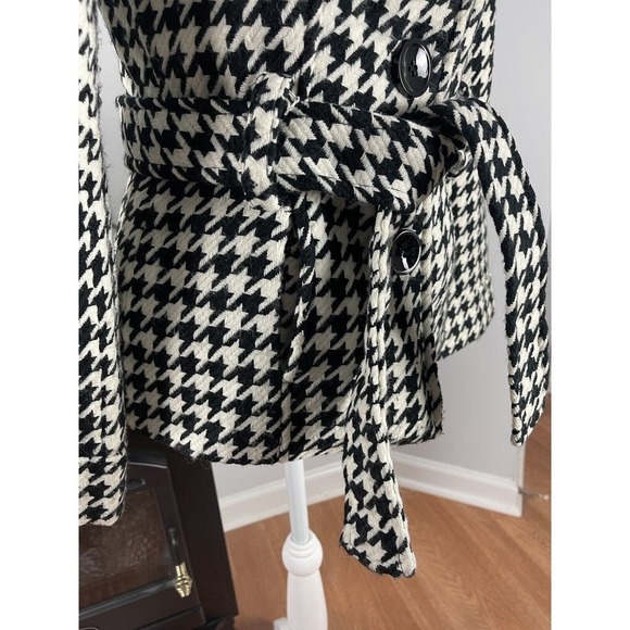 Last Kiss Women's Black & White Long Sleeve 4-Button Tie Closure Jacket Coat SM - Picture 5 of 10
